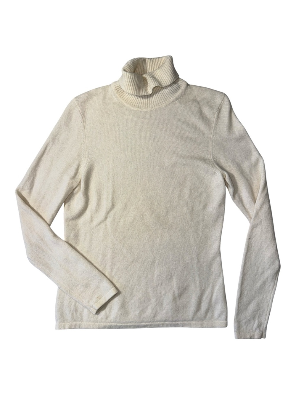 Lord & Taylor women’s PM petite off white turtleneck 100% cashmere sweater